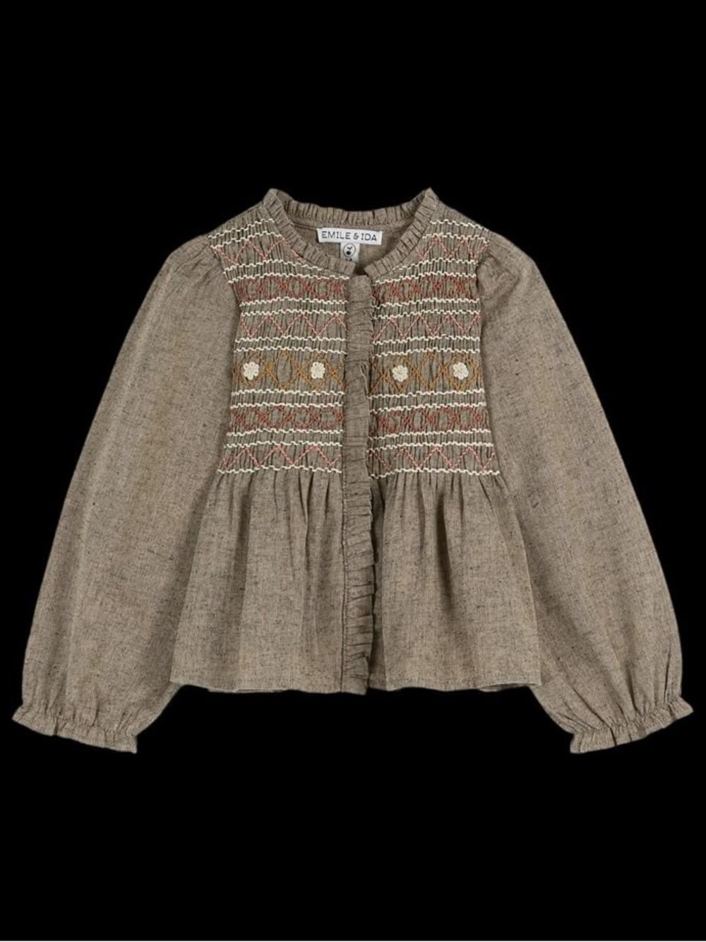 Emile et Ida grey Smocked Peplum top
